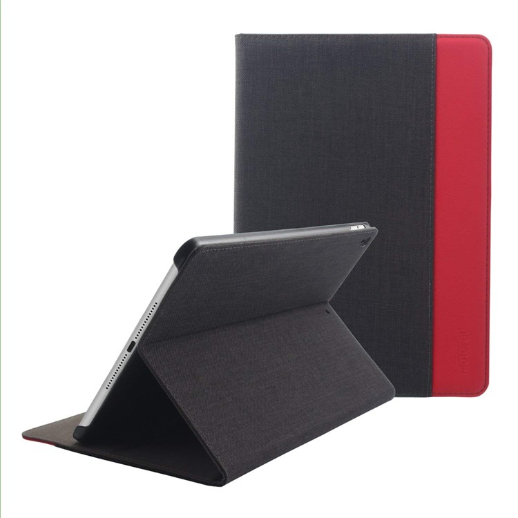 MUTURAL Canvas Cloth Texture Contrast Color Auto-wake/sleep PU Leather Case with Stand for iPad Pro 10.5-inch (2018) - Black / Red-1