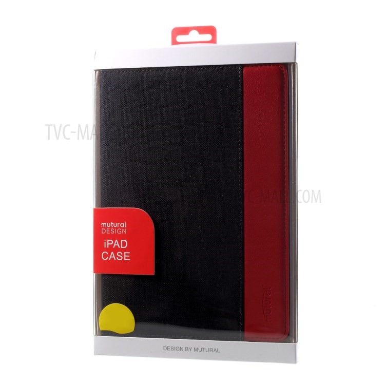 MUTURAL Canvas Cloth Texture Contrast Color Auto-wake/sleep PU Leather Case with Stand for iPad Pro 10.5-inch (2018) - Black / Red-12