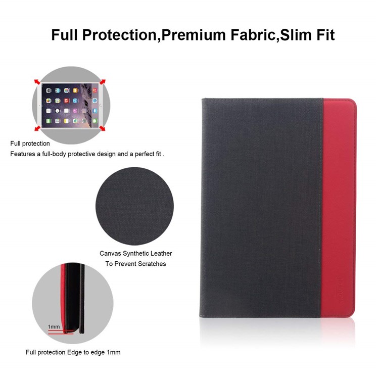 MUTURAL Canvas Cloth Texture Contrast Color Auto-wake/sleep PU Leather Case with Stand for iPad Pro 10.5-inch (2018) - Black / Red-2
