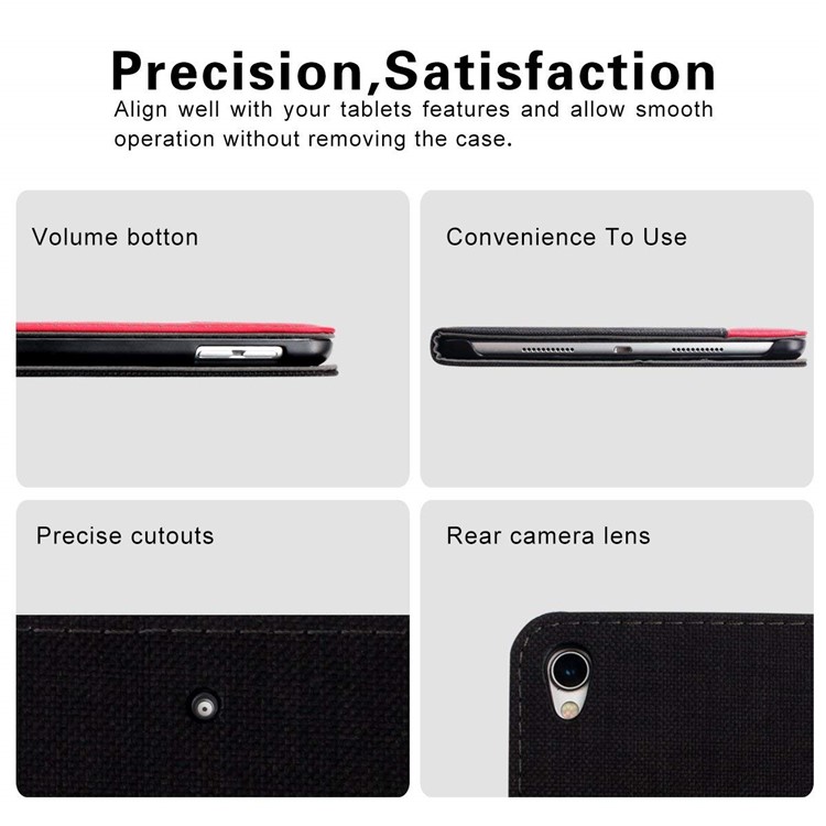 MUTURAL Canvas Cloth Texture Contrast Color Auto-wake/sleep PU Leather Case with Stand for iPad Pro 10.5-inch (2018) - Black / Red-3
