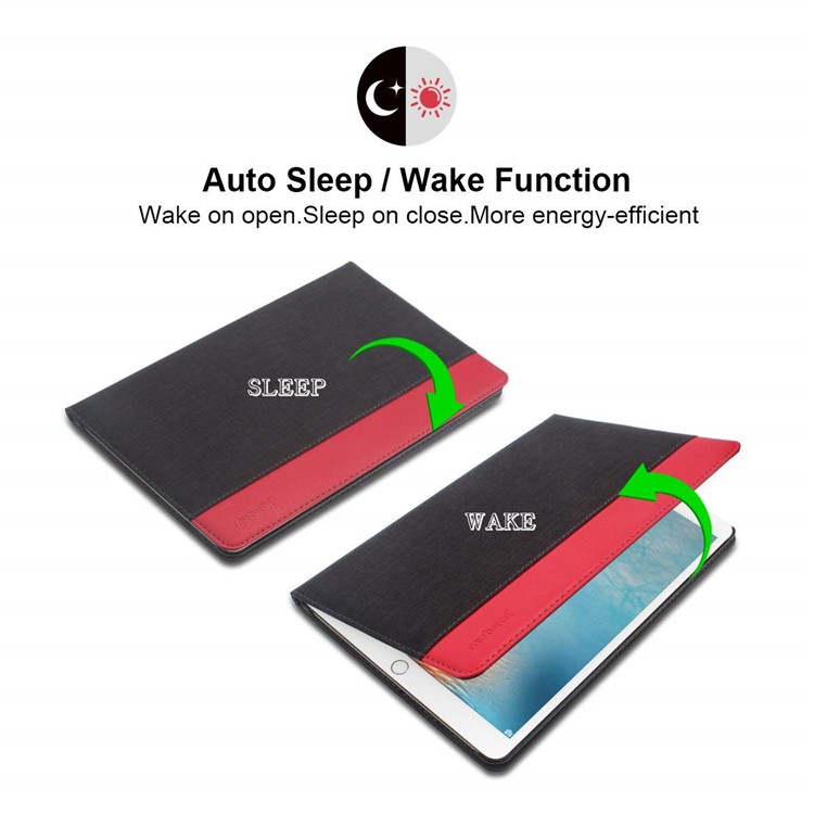 MUTURAL Canvas Cloth Texture Contrast Color Auto-wake/sleep PU Leather Case with Stand for iPad Pro 10.5-inch (2018) - Black / Red-4