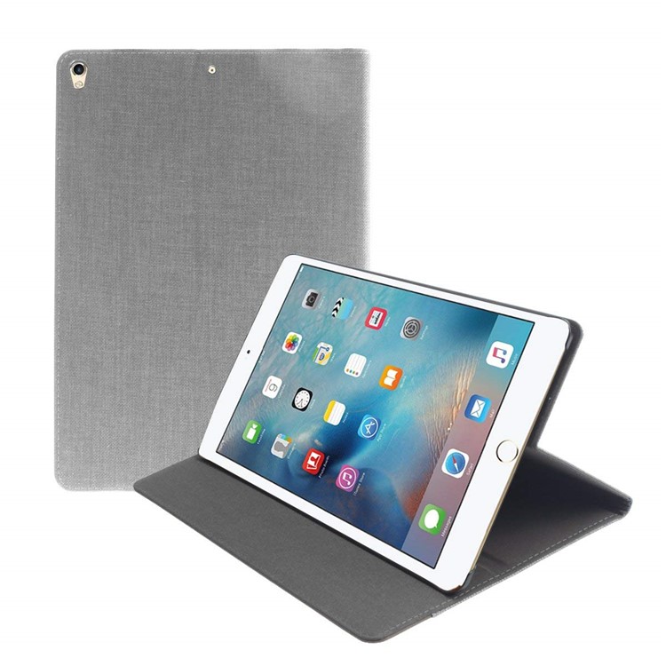 MUTURAL Canvas Cloth Texture Contrast Color Auto-wake/sleep PU Leather Case with Stand for iPad Pro 10.5-inch (2018) - Black / Red-8