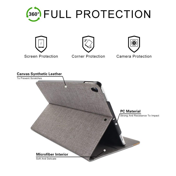 MUTURAL Canvas Cloth Texture Contrast Color Auto-wake/sleep PU Leather Case with Stand for iPad Pro 10.5-inch (2018) - Black / Red-9