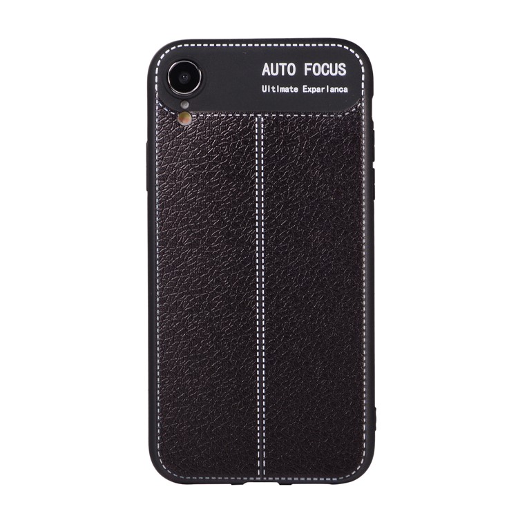 Litchi Skin Soft TPU Protection Case for iPhone XR 6.1 inch - Black-2