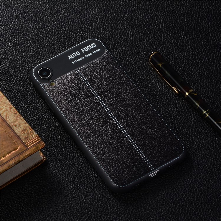 Litchi Skin Soft TPU Protection Case for iPhone XR 6.1 inch - Black-6