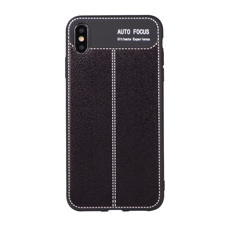 Litchi Skin Soft TPU Protection Case for iPhone XS Max 6.5 inch - Black-2
