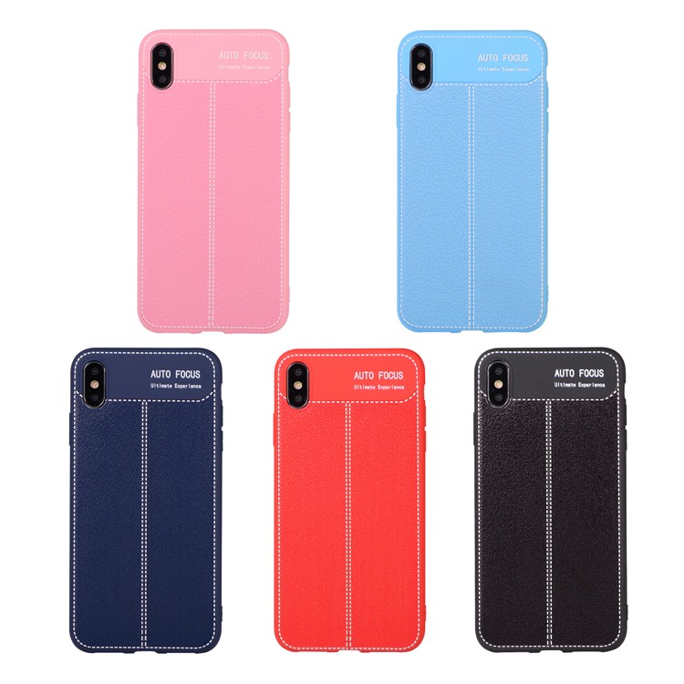 Litchi Skin Soft TPU Protection Case for iPhone XS Max 6.5 inch - Black-6