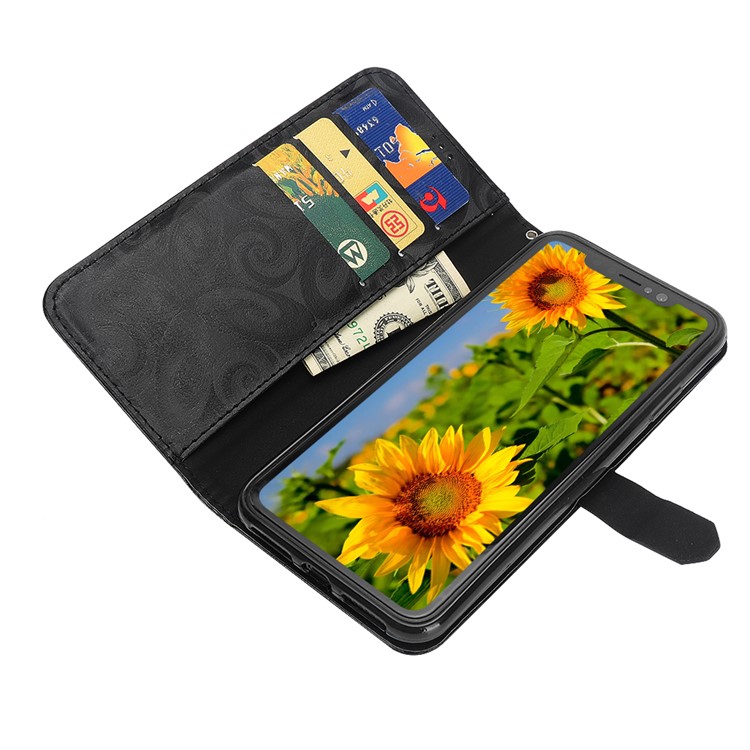 Double Heart Hourglass Quicksand Leather Wallet Case for iPhone Xs Max 6.5 inch - Black-7