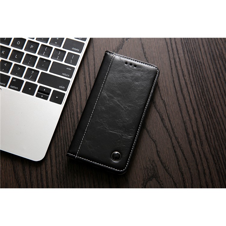 Wallet Stitching PU Leather Flip Case with Stand for iPhone 8 Plus / 7 Plus - Black-6