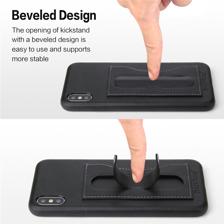 Crazy Horse Texture Kickstand Leather Coated TPU Phone Case with Card Holder for iPhone XS Max 6.5 inch - Black-5
