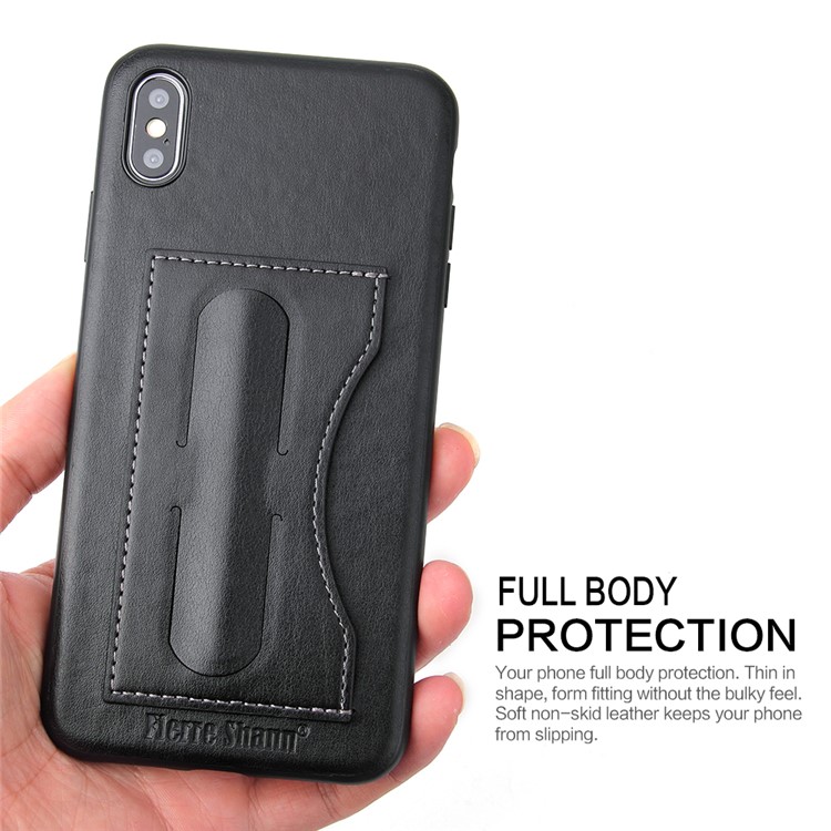 Crazy Horse Texture Kickstand Leather Coated TPU Phone Case with Card Holder for iPhone XS Max 6.5 inch - Black-8