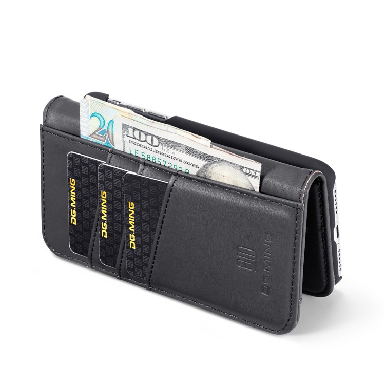 DG.MING for iPhone Xs 5.8 inch Detachable 2 in 1 Split Leather Wallet Mobile Case - Black-12