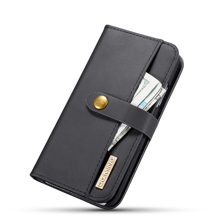 DG.MING for iPhone Xs 5.8 inch Detachable 2 in 1 Split Leather Wallet Mobile Case - Black-14