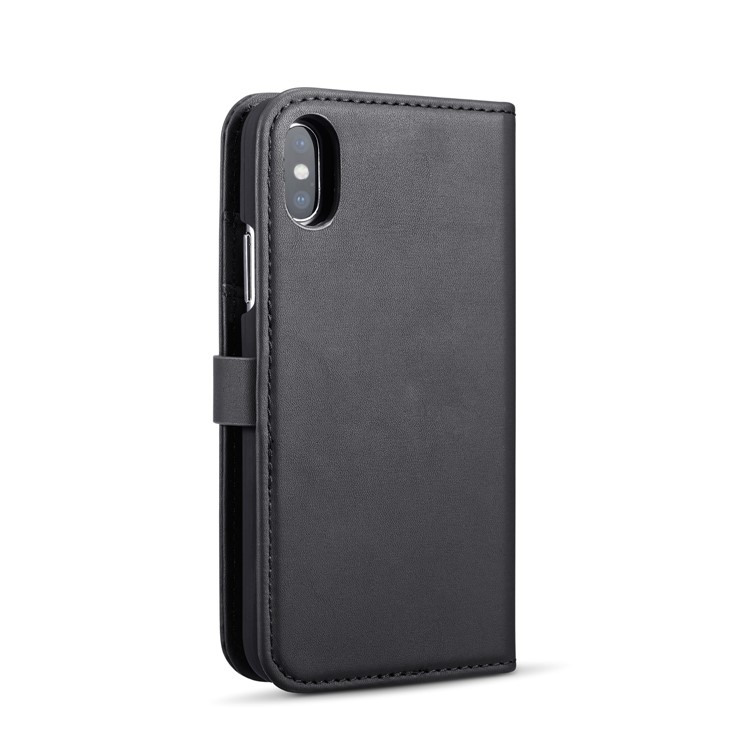 DG.MING for iPhone Xs 5.8 inch Detachable 2 in 1 Split Leather Wallet Mobile Case - Black-4
