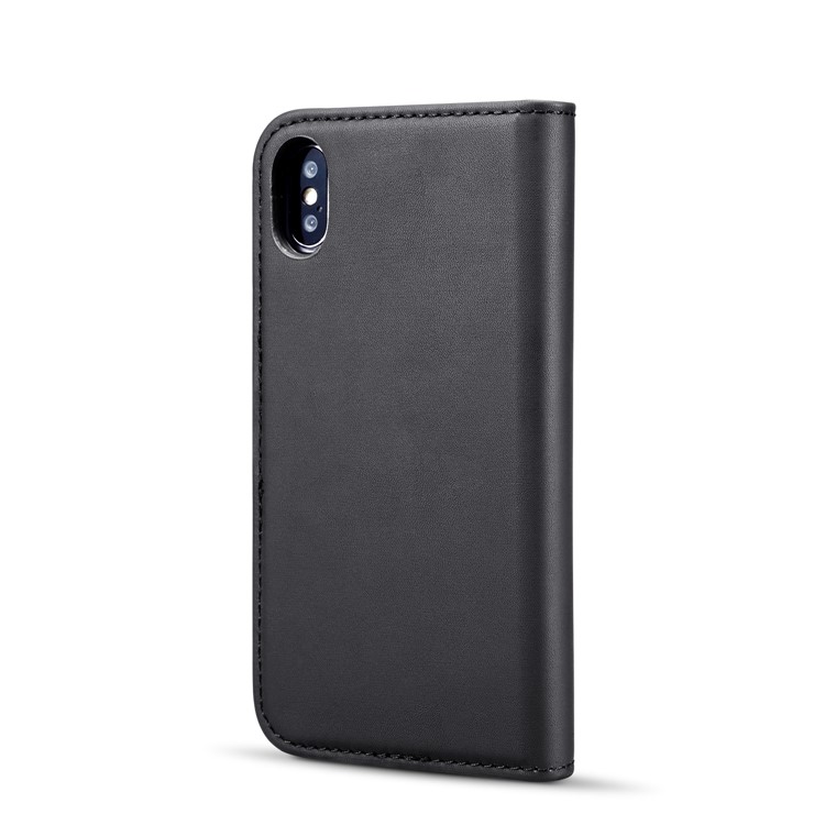 DG.MING for iPhone Xs 5.8 inch Detachable 2 in 1 Split Leather Wallet Mobile Case - Black-6