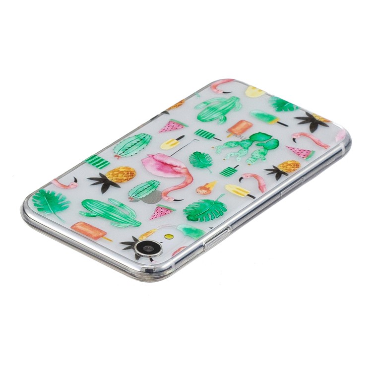 Pattern Printing Soft TPU Back Phone Protection Cover for iPhone XR 6.1 inch - Flamingo and Cactus-3