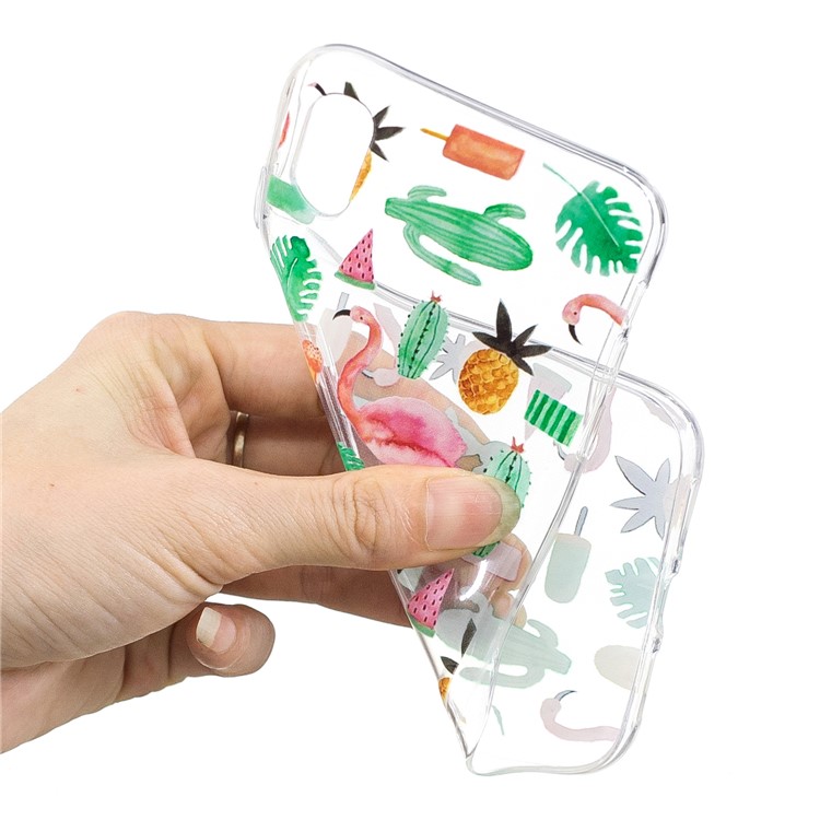 Pattern Printing Soft TPU Back Phone Protection Cover for iPhone XR 6.1 inch - Flamingo and Cactus-4
