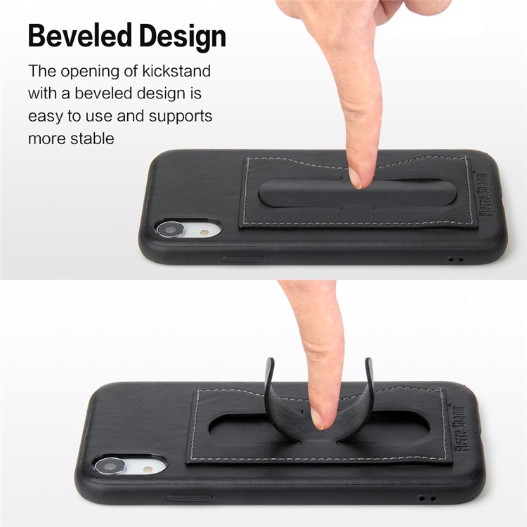 Crazy Horse Texture Kickstand Leather Coated TPU Phone Casing with Card Holder for iPhone XR 6.1 inch - Black-5