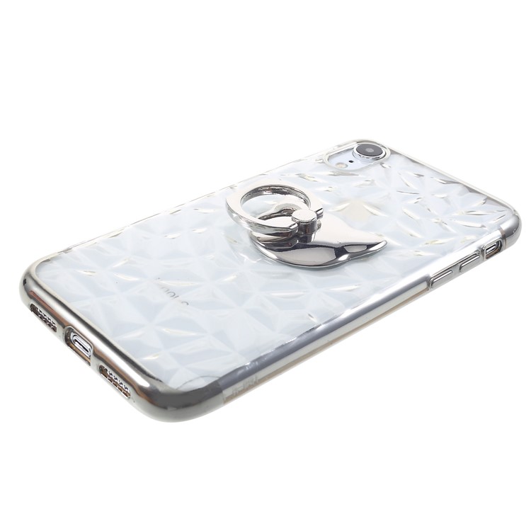 3D Diamond Texture TPU Mobile Casing with Kickstand for iphone XR 6.1 inch - Silver-6