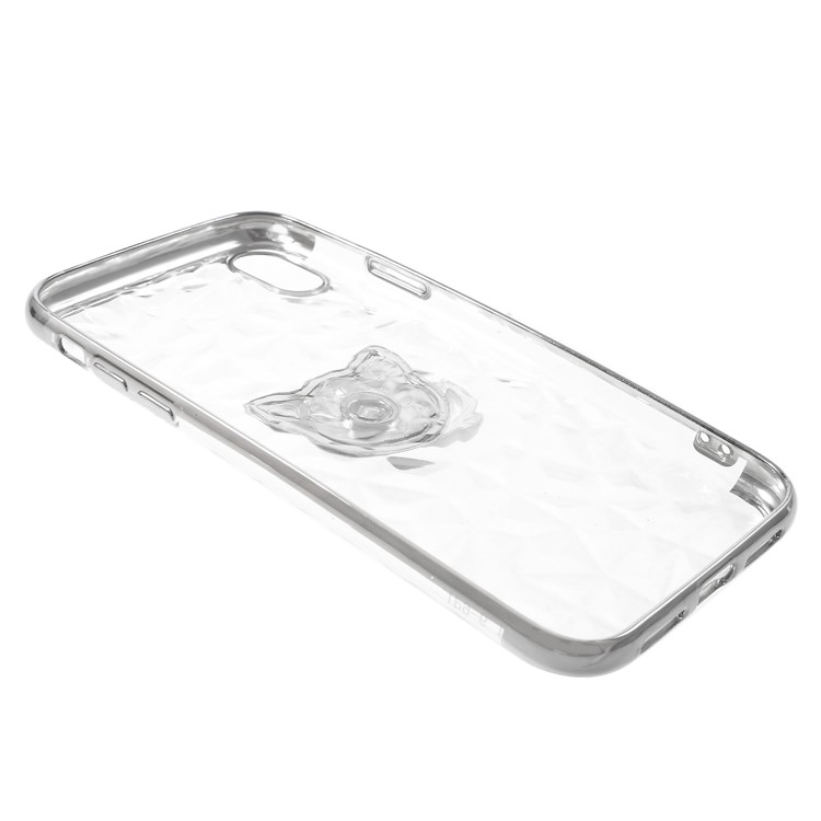 3D Diamond Texture TPU Mobile Casing with Kickstand for iphone XR 6.1 inch - Silver-8
