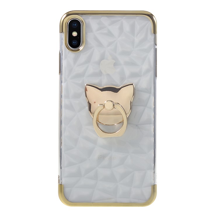 

3D-текстура Алмаза Мягкая Оболочка Сотового Телефона TPU С Подставкой Для Iphone XS Max 6.5 Inch - Золото