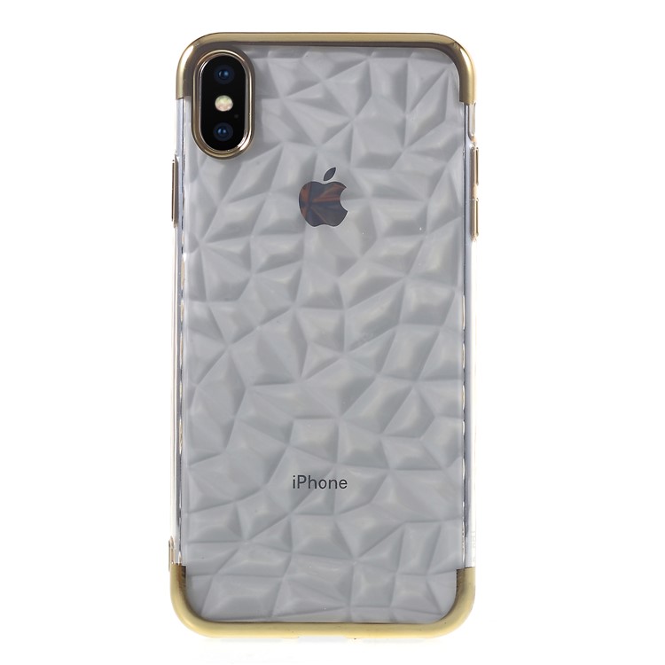 

3D Алмаз Текстура ТПУ Мягкий Сотовый Телефон Покрытие Для Iphone XS Макс 6.5 Дюймов - Золото, iPhone XS Max