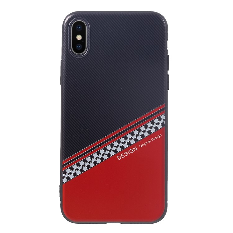 

For iPhone XS / X 5.8 inch Embossing Patterned TPU Mobile Phone Shell - Black and White Grid Pattern