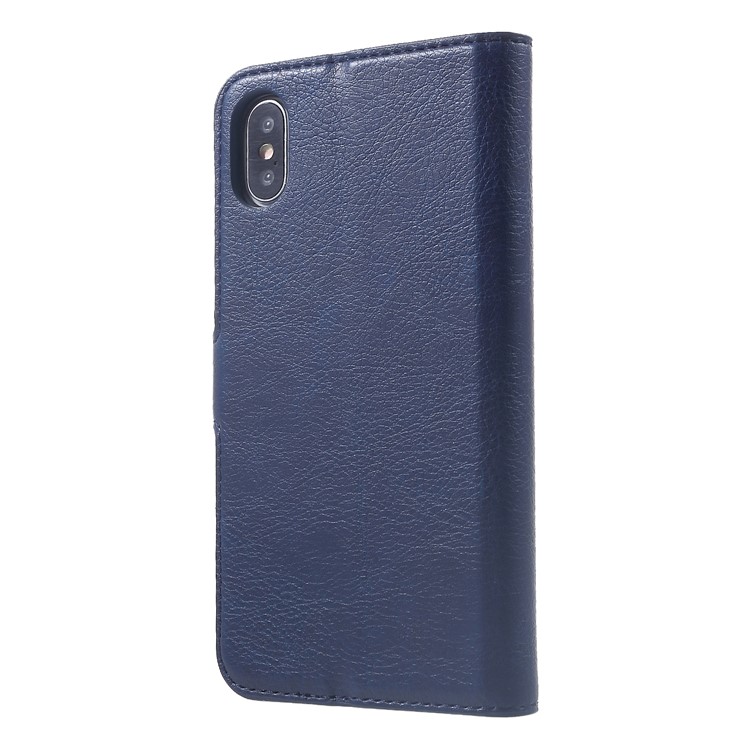 KAIYUE Premium PU Leather Wallet Cover with Stand for iPhone Xs 5.8 inch - Dark Blue-2