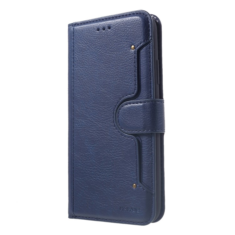 KAIYUE Premium PU Leather Wallet Cover with Stand for iPhone Xs 5.8 inch - Dark Blue-3
