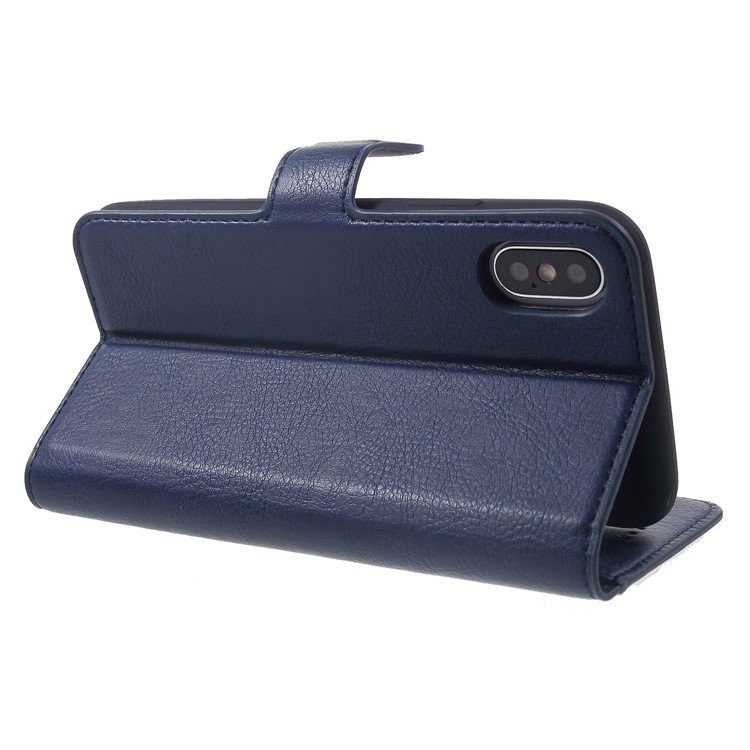 KAIYUE Premium PU Leather Wallet Cover with Stand for iPhone Xs 5.8 inch - Dark Blue-5