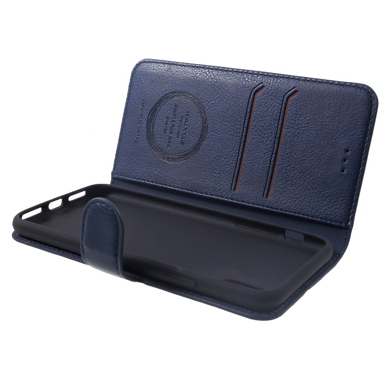 KAIYUE Premium PU Leather Wallet Cover with Stand for iPhone Xs 5.8 inch - Dark Blue-6