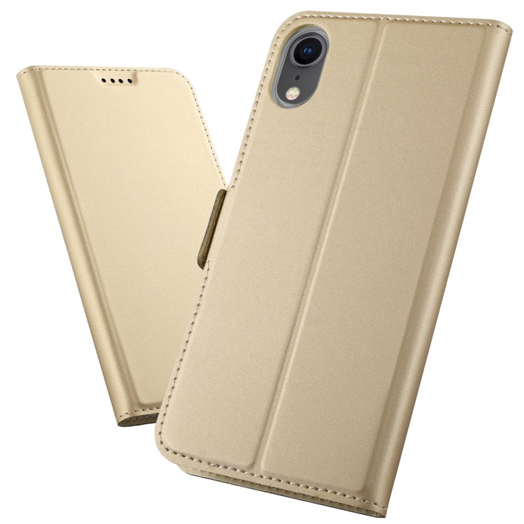 

Магнитная Подставка Кожаная Мобильная Крышка Для Iphone XR 6.1 Inch - Золото, iPhone XR 6.1 inch