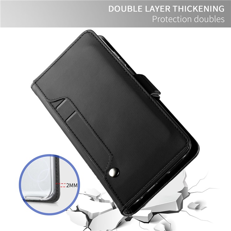 Leather Wallet Stand Case with Card Holder and Makeup Mirror for iPhone Xs Max 6.5 inch - Black-2
