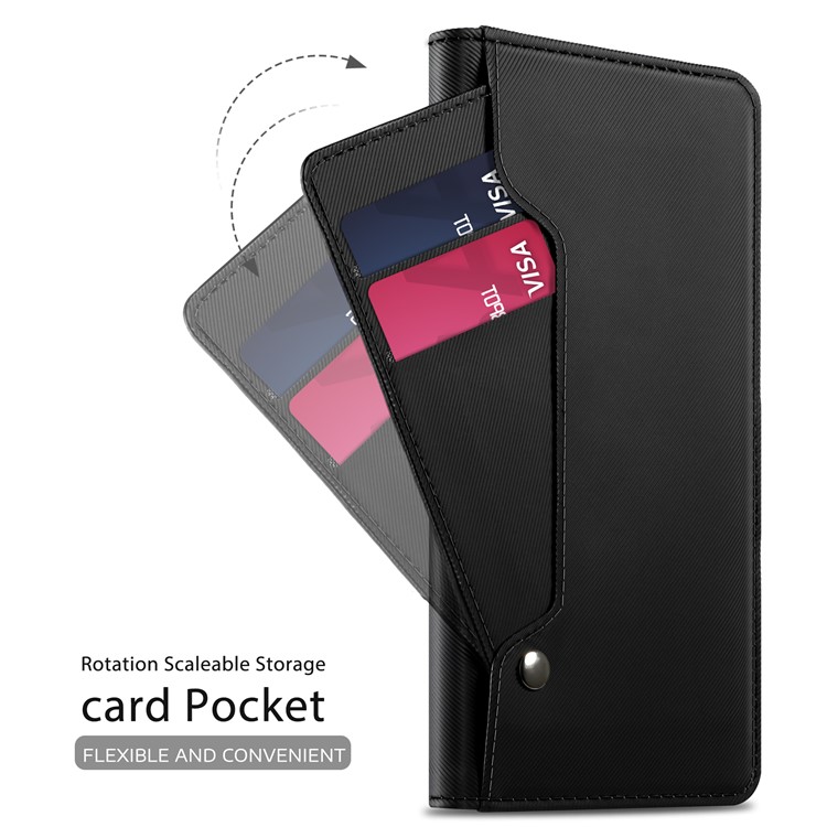 Leather Wallet Stand Case with Card Holder and Makeup Mirror for iPhone Xs Max 6.5 inch - Black-7