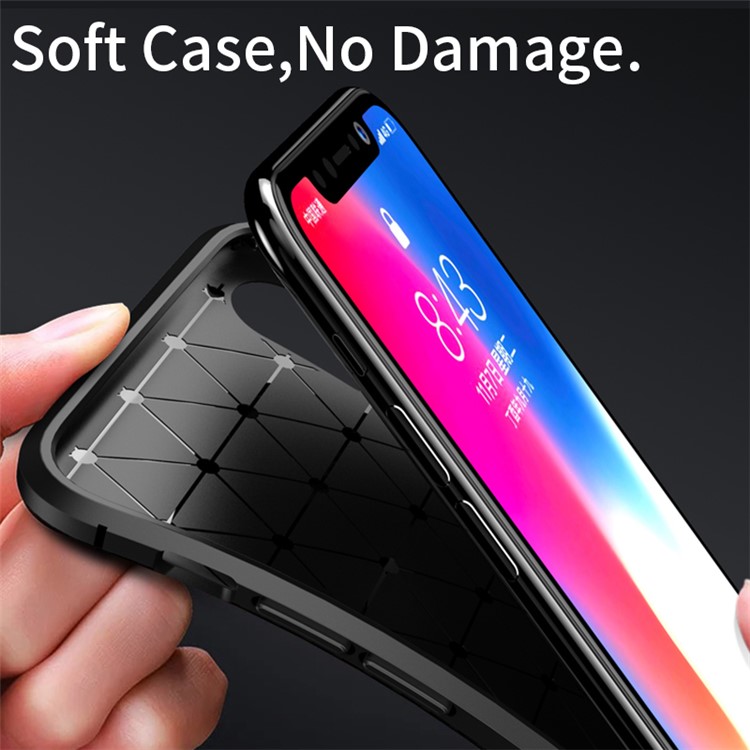 IPAKY Carbon Fiber Texture Soft TPU Heat Dissipation Back Airbag Case for iPhone Xs / X 5.8 inch - Black-4