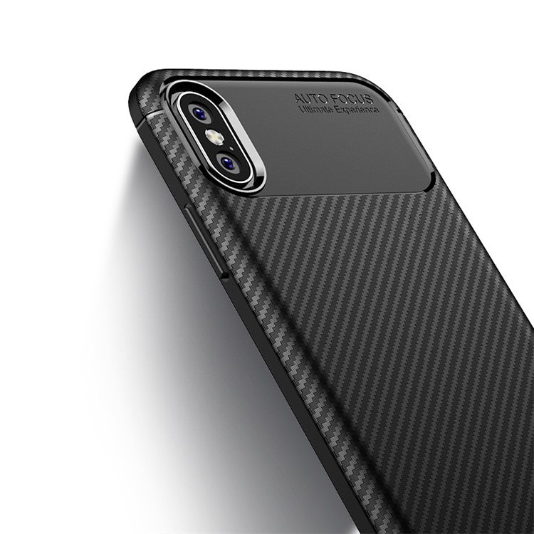 IPAKY Carbon Fiber Texture Soft TPU Heat Dissipation Back Airbag Case for iPhone Xs / X 5.8 inch - Black-5