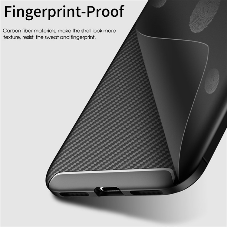IPAKY Carbon Fiber Texture Soft TPU Heat Dissipation Back Airbag Cover for iPhone XR 6.1 inch - Black-2