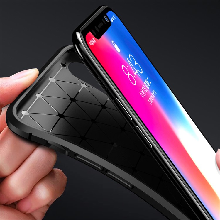 IPAKY Carbon Fiber Texture Soft TPU Cell Phone Shell for iPhone XS Max 6.5 inch - Black-3