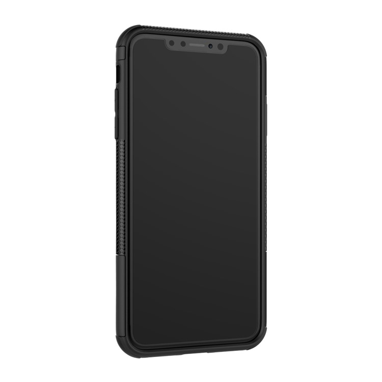 Tire Pattern Kickstand PC + TPU Hybrid Cover for iPhone XS Max 6.5 inch - All Black-3