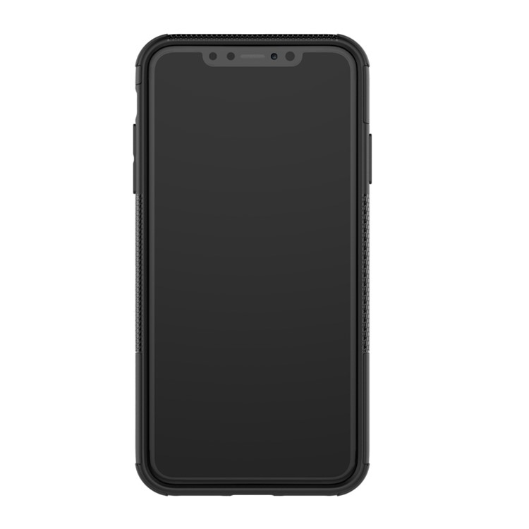 Tire Pattern Kickstand PC + TPU Hybrid Cover for iPhone XS Max 6.5 inch - All Black-9