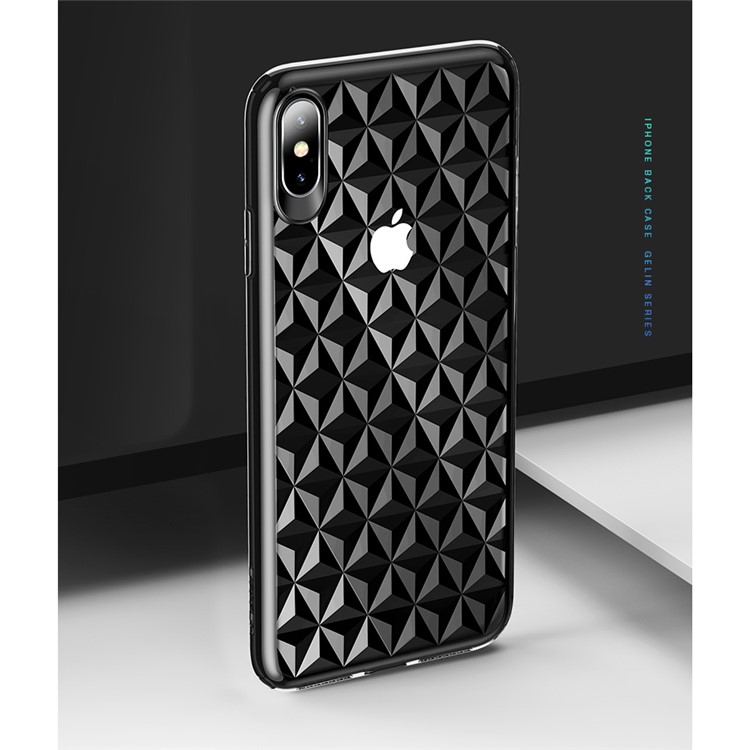 

USAMS Diamond Pattern TPU Back Case for iPhone XS Max 6.5 inch - Transparent Black