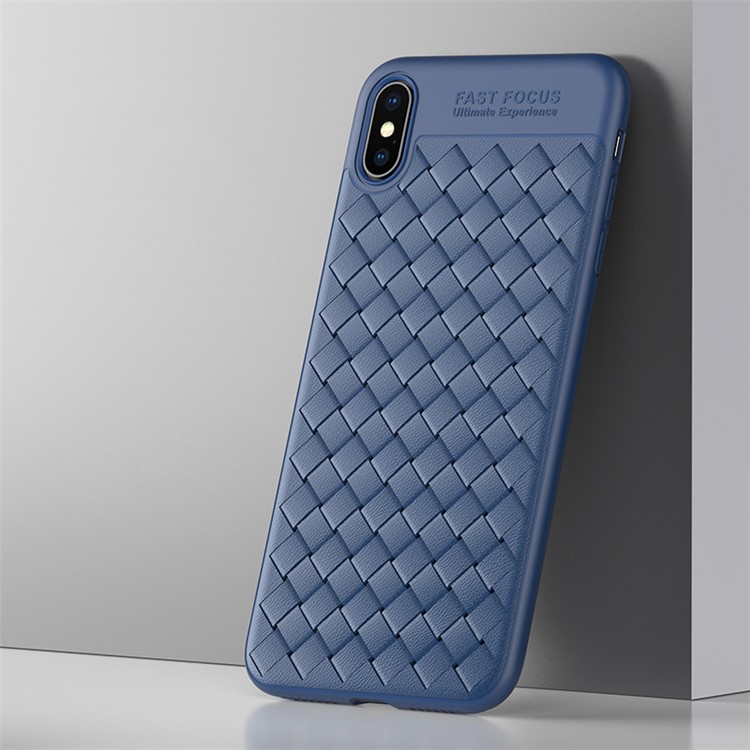 USAMS Woven Texture Heat Dissipation TPU Phone Shell for iPhone XS/X 5.8 inch - Blue-1