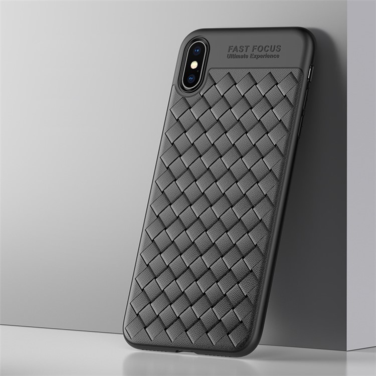 USAMS Woven Texture Heat Dissipation TPU Phone Casing for iPhone XS Max 6.5 inch - Black-1