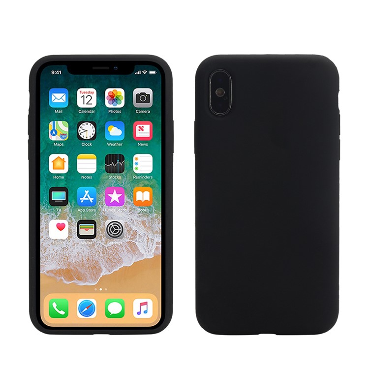 Wrapped Edge Soft Silicone Phone Case for iPhone X (Ten) - Black-1