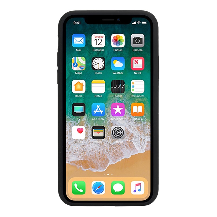 Wrapped Edge Soft Silicone Phone Case for iPhone X (Ten) - Black-3