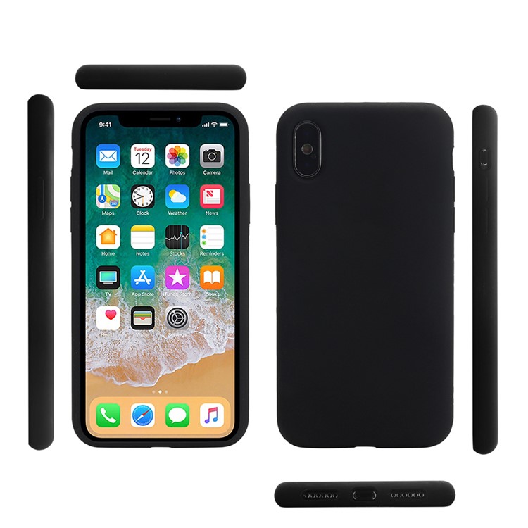 Wrapped Edge Soft Silicone Phone Case for iPhone X (Ten) - Black-6