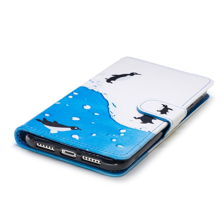 Pattern Printing Wallet Stand Leather Phone Cover Case for iPhone XR 6.1 inch - Penguins-6