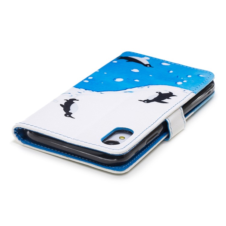 Pattern Printing Wallet Stand Leather Phone Cover Case for iPhone XR 6.1 inch - Penguins-7