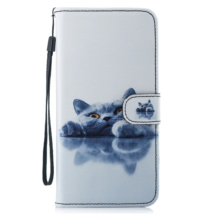 Pattern Printing Wallet Stand Leather Phone Cover Case for iPhone XS Max 6.5 inch - Lazy Cat-2