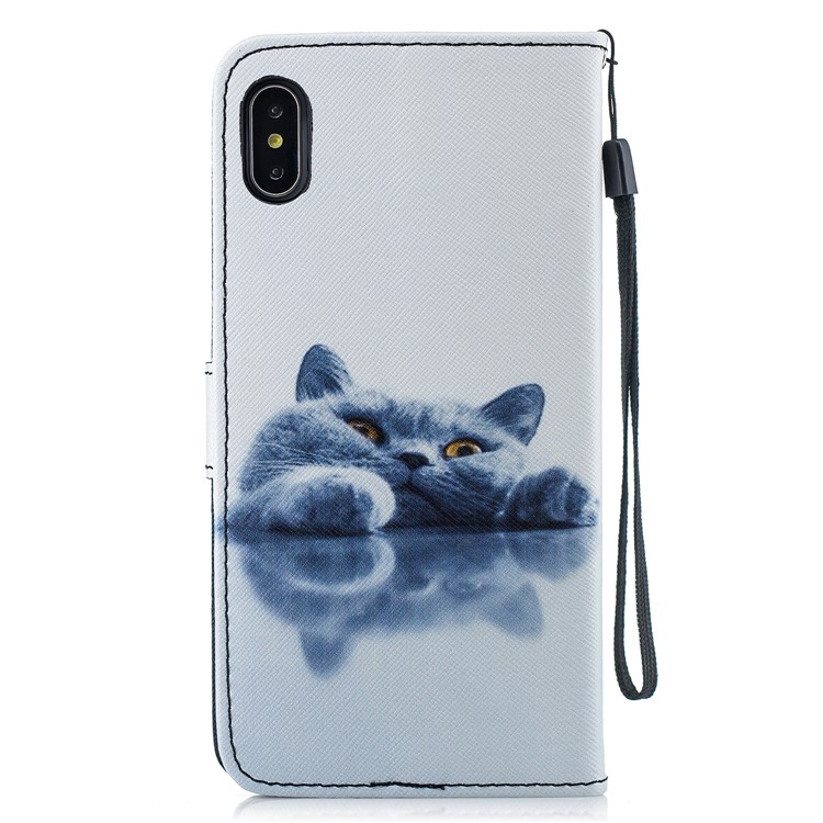 Pattern Printing Wallet Stand Leather Phone Cover Case for iPhone XS Max 6.5 inch - Lazy Cat-3